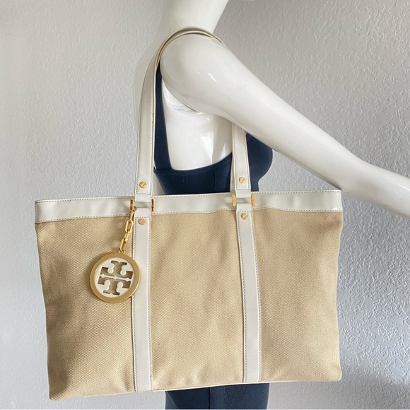 Tory Burch Beige and White Tote